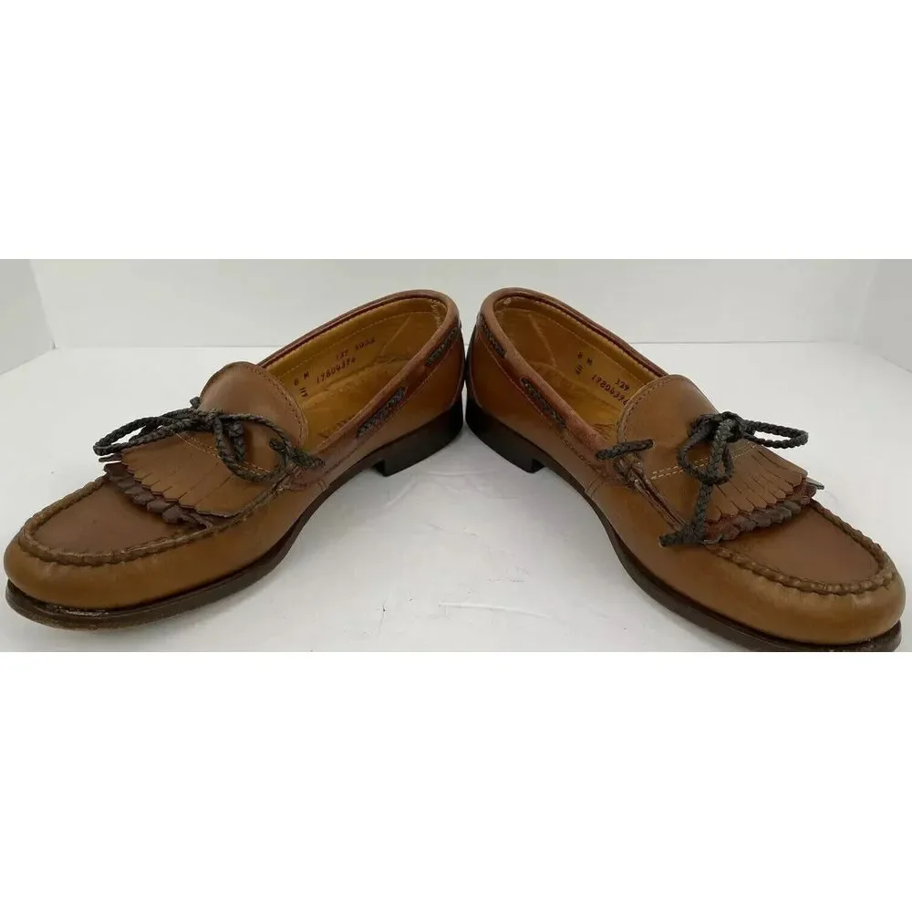 Heartland Mens‎ Kiltie Slip On Leather Boat Shoe Casual Brown Loafer Sz 8